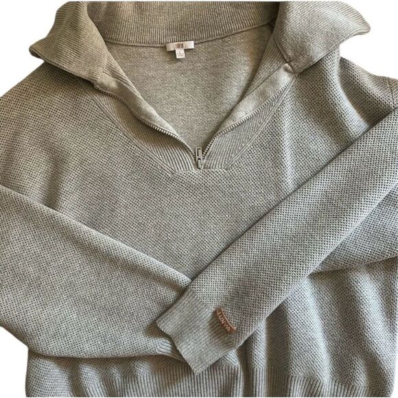 ✨Lunya Cottonsilk™ Collared Half Zip Mellow Heather Grey Sz Large Sweater✨ - Picture 8 of 9